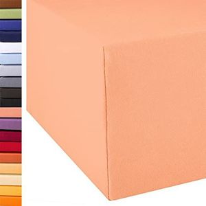 aqua-textil Exclusiv hoeslaken, 180 x 200 - 200 x 220 cm, abrikoos jersey katoen, 230 g/m² hoeslaken, elastaan