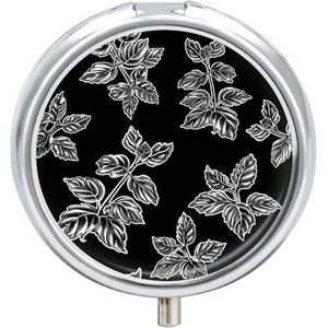Plant Outline Patroon Pillendoos Ronde Draagbare Pil Organizer Waterdichte Dagelijkse Vitamine Houder Dozen Creatieve 3 Compartiment Geneeskunde Pil Case voor Portemonnee Of Pocket