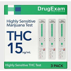DrugExam 3 Pack - DrugExam Made in USA Most Sensitive Marihuana THC 15 ng/ml Single Panel Drug Test Kit - Marihuana Drug Test met 15 ng/ml Cutoff Level voor het detecteren van elke vorm van THC