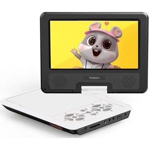YOTON 9,5 inch draagbare dvd-speler met 7,5 inch HD-draaibaar scherm voor auto en kinderen, 4-6 uur werktijd met ingebouwde batterij, hoofdtelefoon/AV-IN/AV-OUT/USB/SD-kaart [Geen ondersteuning voor