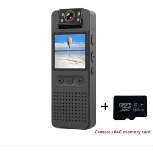 Mini Body Cameram, HD Actiecamera Politie Rechtshandhaving Kleine camera Micro Body Camcorder 1080P Infrarood Nachtzicht Hotspot Sportcamera voor Pet Walking, Werk, Reizen(Camera 64G card)