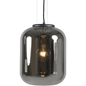 QAZQA - Retro Design hanglamp zwart met smoke glas - Bliss | Woonkamer | Slaapkamer | Keuken - Glas Rond - E27 Geschikt voor LED - Max. 1 x 60 Watt