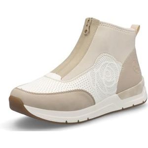 Enkellaars - Beige Offwhite - Leren - Rozenprint - Ritssluiting - Sleehak