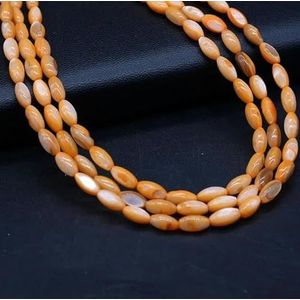 Natuurlijke Zoetwater Kleurrijke Shell Rijstkralen Vormige Prachtige Losse Kralen Voor Sieraden Maken DIY Armband Ketting Accessoires-Oranje-5x10mm