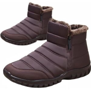 CupitiDU Heren Waterdichte Warm Katoen Rits Sneeuw Enkellaarzen, Bont Gevoerde Zijrits Warme Enkellaarzen, Winter Lichtgewicht Slip Op Dikke Pluche Heren Sneeuwlaarzen Anti-Slip Winter Schoenen,