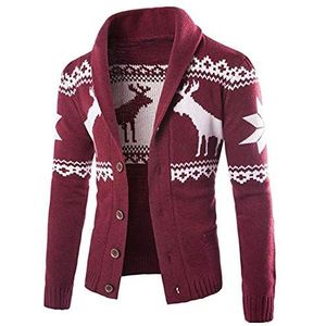 PPPPA Heren Kerst Jas Heren Winter Vest Xmas Knitwear Jas Heren Herfst Sweatshirt Elanden Print Zwart Heren Vest Sjaalkraag Slim Fit Winter Vrijetijdsjack