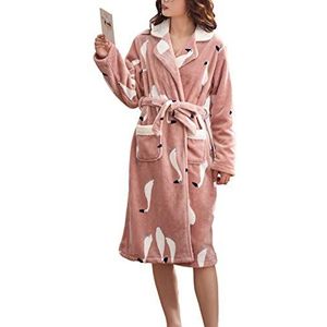 Thermische Pyjama's Voor Dames, Badjassen, Dikke Flanellen Nachtjapon Badjas, Casual Verband Nachthemd,Medium
