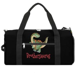 Brothersaurus Rex Dinosaurus Reizen Gymtas met Schoenenvak en Natte Zak Grappige Tote Bag Duffel Bag voor Sport Zwemmen Yoga