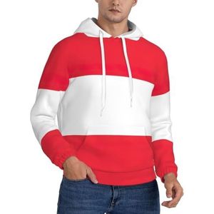 Jkkghll Oostenrijkse Vlag Print Mannen Hooded Warme Lichtgewicht Trui Voor Winter Herfst En Lente Casual Wear, Zwart, XS
