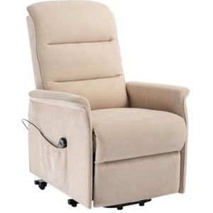 Vente-unique - Elektrische verstelbare fauteuil van beige stof CAPUCINE