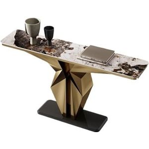 Vickyliou Entrance Table, smalle consoletafel, 120 cm, moderne salontafel voor hal en hal, consoletafel met opbergruimte (goud)