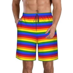 FRGMNT Alpaca Print Sneldrogende Zwemshorts voor heren, strand, korte plank, spa-broek, rekbare sportbroek, surfshort, Regenboog Patroon, XXL