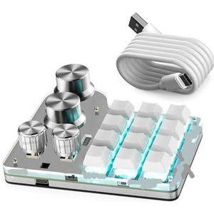 QPSJXN Aangepaste RGB Mechanische Toetsenbord Macro Pad met Bluetooth 5.0 Hotswap-functie, compatibel met PS-games en tablets (BT White 12-4)