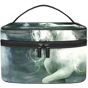 Eenhoorn dier make-up organizer tas, reismake-up tas organizer case draagbare cosmetische tas voor vrouwen en meisjes toiletartikelen, Meerkleurig, 22.5x15x13.8cm/8.9x5.9x5.4in