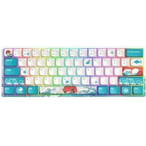 QPSJXN Mechanisch gamingtoetsenbord, ergonomisch, RGB, draadloos, M61, oplaadbaar, 2,4 g, voor Windows PC Coral