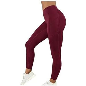 High Waist Yoga Leggings for Women Tummy Control Workout Compression Pants Moisture-Wicking Stretchy Gym Running Activewear Seamless Squat-Proof High-Rise Leggings(Red_L 3PCS)