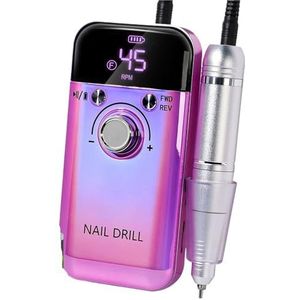 45000RPM elektrische nagelboormachine, professionele nagelboor for gelnagels, laag geluidsniveau, oplaadbare, draagbare nagelvijl(PURPLE)