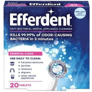 Efferdent Anti-Bacteriële Denture Cleanser Tabletten, 16 Count - voor kunstgebitten, gedeeltes, houders en andere tandheelkundige apparaten, doodt 99,9% van de geurveroorzakende bacteriën