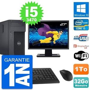 Dell PC Tower T1650 Display, 27 inch, Intel i5-3470 RAM, 32 GB, harde schijf 1 TB, Windows 10, WiFi (gereviseerd)
