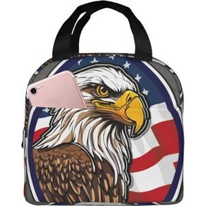 American Bald Eagle Print Lunch Bag Geïsoleerde Lunch Box Tas Herbruikbare Tote Tas Voor Vrouwen Mannen Werk Kantoor Reizen