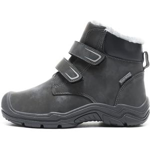 Mnplciea Kinderwinterlaarzen kinderlaarzen jongens meisjes sneeuwlaarzen warme voering kinderen antislip wandelen winter casual berg trekking schoenen, Grijs, 37 EU