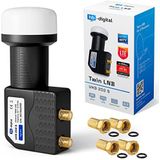 hb-digital Twin LNB (test zeer goed *) LNC hoofd 2 deelnemers Direct LTE Protected Satelliet Digital Sat Full HD TV 3D 4K UHD contacten verguld weersbescherming zwart + 4X F-stekker verguld