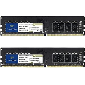 Timetec 16GB KIT (2x8GB) DDR4 2666MHz PC4-21300 Unbuffered Non-ECC 1.2V CL19 1Rx8 Enkele Rang 288 Pin UDIMM Desktop PC Computer Geheugen RAM Module Upgrade (16GB KIT (2x8GB))