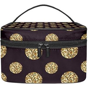 Make-up Organizer Bag, Reizen Make-up Tas Organizer Case Draagbare Cosmetische Tas voor Vrouwen en Meisjes Toiletries Glitter Dots Patroon, Meerkleurig, 22.5x15x13.8cm/8.9x5.9x5.4in