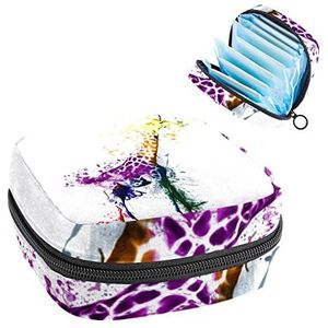 Maandverband Opbergtas, Periode Kit Bag voor School, Menstruatie Cup Pouch, Maandverband Pads Organizer Bag, Giraffe aquarel