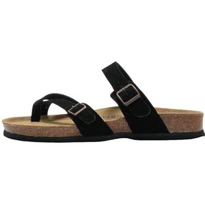 CSCDD Sandals for women Ladies Sandals,summer Open Toe Footbed Comfort Suede Cork Slides Buckle Adjustable Sandals-black-36