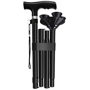 Wandelstokken In hoogte verstelbare wandelstok Antislip aluminium opvouwbare wandelstok Opvouwbare reiswandelstok voor dames Heren Balans (茅茅n been vier)