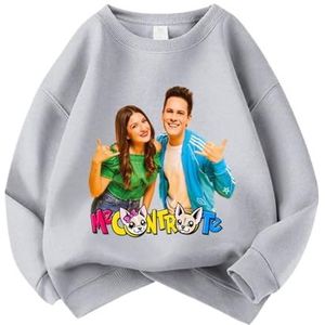 MAOXITCATY Kindertrui in pasteltinten van katoen met print voor jongens en meisjes, lange mouwen, truien voor kinderen van 3-10 jaar,Grijs,110cm