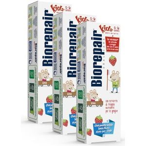 Biorepair ® - Tandpasta voor kinderen van 0-6 jaar oud, tandpasta voor kinderen zonder fluoride, fruitsmaak, anticariës, voor gezond tandvlees, 3 stuks x 50 ml