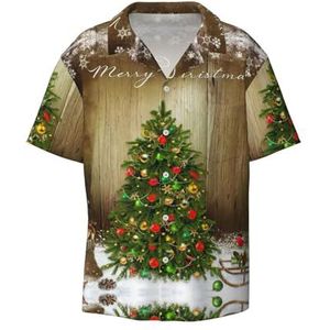 OdDdot Merry Christmas 8 print heren button down shirt korte mouw casual shirt voor heren zomer business casual overhemd, Zwart, XXL
