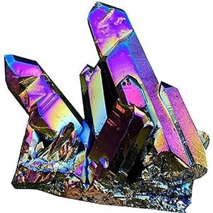 HUSHUI Natuurlijke Regenboog Kristal Quartz Cluster,Natuurlijke Kleurrijke Regenboog Kristal Steen Natuurlijke Bergkristal Cluster Geode Steen Specimen Home Decor