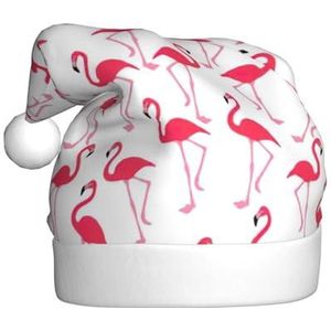 TyEdee Roze flamingo patroon print Xmas vakantie hoed voor volwassenen, kerstmuts, zachte kerstmuts, voor feestelijke kerstfeest decor