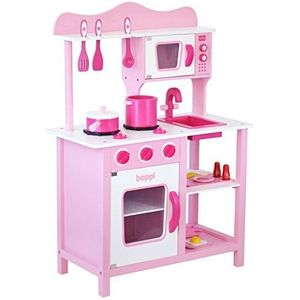 boppi® Houten Speelgoed Keuken met 19 Stuk Accessoires Set - Roze