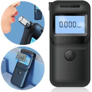 Digitale alcoholtester, nauwkeurige alcoholdetector met LCD-scherm en 5 mondstukken. Tester for rijden onder invloed for gebruik thuis op feestjes