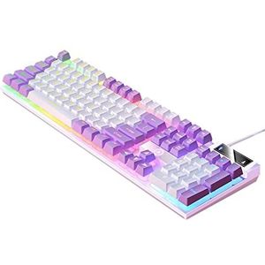 Tityvirnix Mechanische Gaming Toetsenbord USB RGB Backlit voor PC Game Office Wit Paars 435x130x25mm