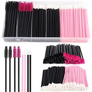 300 STKS Mascara Wands Lip Wands Set, 100 Stks Wimper Borstel/100 Stks Lip Brush/100 STKS, Make-up Tool Kit met Organizer Box