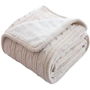 120x180cm Winter Warme Zachte Sherpa Dekens Reis Draagbare Gebreide Fleece Deken Dikke Bedsprei for Bedbank(Cream)