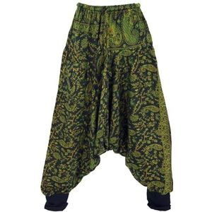 Guru-Shop Pluizige Harembroek, Boho Aladdin-broek, Bloeibroek in Groen/Paisley - Synthetisch, Maat 14