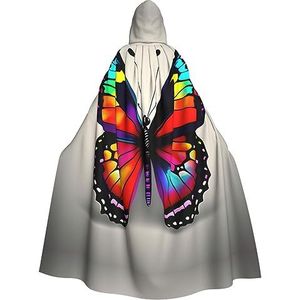 FRGMNT Kleurrijke vlinder patroon print mannen Hooded Mantel, Volwassen Cosplay Mantel Kostuum, Cape Halloween Dress Up, Hooded Uniform