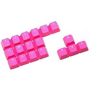 Rubber Gaming Backlit 18 Keycaps Set van Tai-Hao - Voor Cherry MX/Gateron Schakelaar Mechanische Toetsenborden inclusief Keycap Puller, Neon Roze