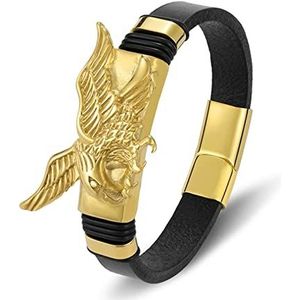 Bracelets Fashion Charm Rope Braided Bangles Gold Color Men Leather Bracelet Eagles Animal Magnetic Jewelry