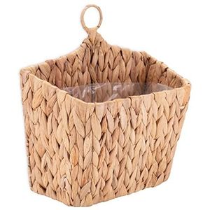 Decorasian Bloemenhanger voor aan de muur, wandlamp, gevlochten van waterhyacint, bloempot met wandhouder, hangpot