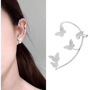 Butterfly Ear Cuff Earrings, Rhinestone Butterfly Wrap Cuff Earrings, Diamond-studded No Pierced Butterfly Ear Cuffs, Earring Jewelry Gift for Women Mom Ylyy