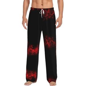 Dexnel Explosion Burst Rood Zwart Zachte Pyjama Broek Voor Mannen,Klassieke Slaapbroek Comfortabel, Polyester Pyjama Broek Met Zakken, Wit, S