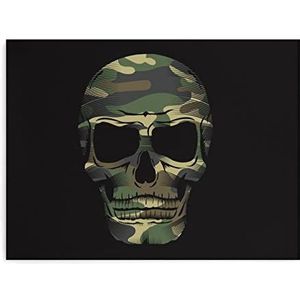 Camo Skull Artwork voor Home Wall Decor Canvas Schilderij Retro Poster Unframe-stijl