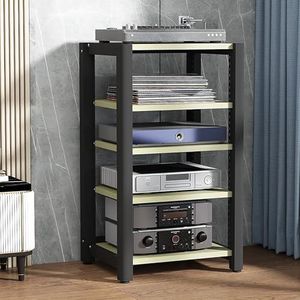 Entertainment-unit, stereostandaard, audiorek, gamingplank, platenspelerstandaard, AV-mediastandaard, hoekplank met houten planken, cd-dvd-display(Wood Color,60x50x100cm)